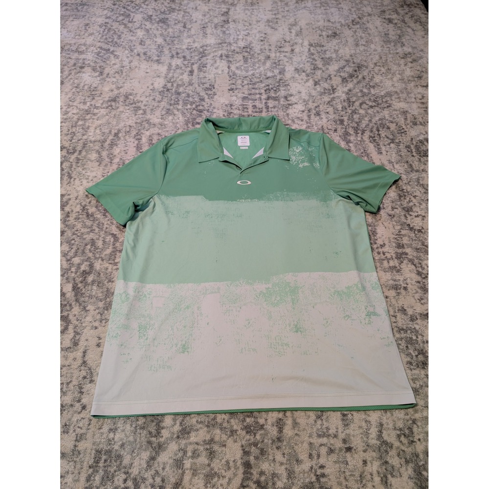Oakley Green White Golf Polo Shirt Performance Spring Men's 2XL Regular Fit
